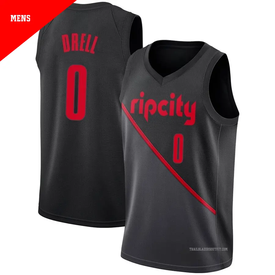 ＃0 Men's Henri Drell Portland Trail Blazers 2018/19 Swingman Black JerseyCity Edition