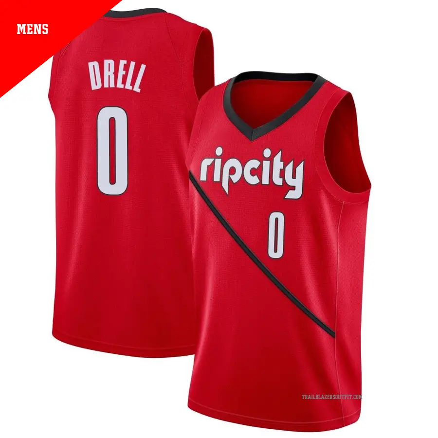 ＃0 Men's Henri Drell Portland Trail Blazers 2018/19 Swingman Red JerseyEarned Edition