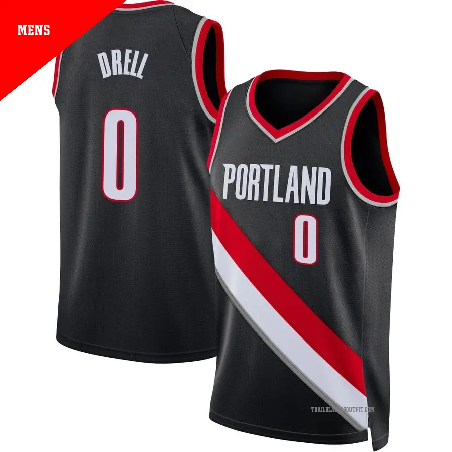 ＃0 Men's Henri Drell Portland Trail Blazers 2021/22 Swingman Black Diamond Icon Edition Jersey