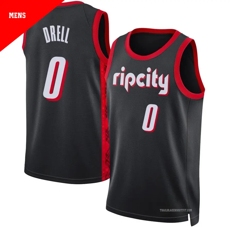 ＃0 Men's Henri Drell Portland Trail Blazers 2021/22 Swingman Black JerseyCity Edition