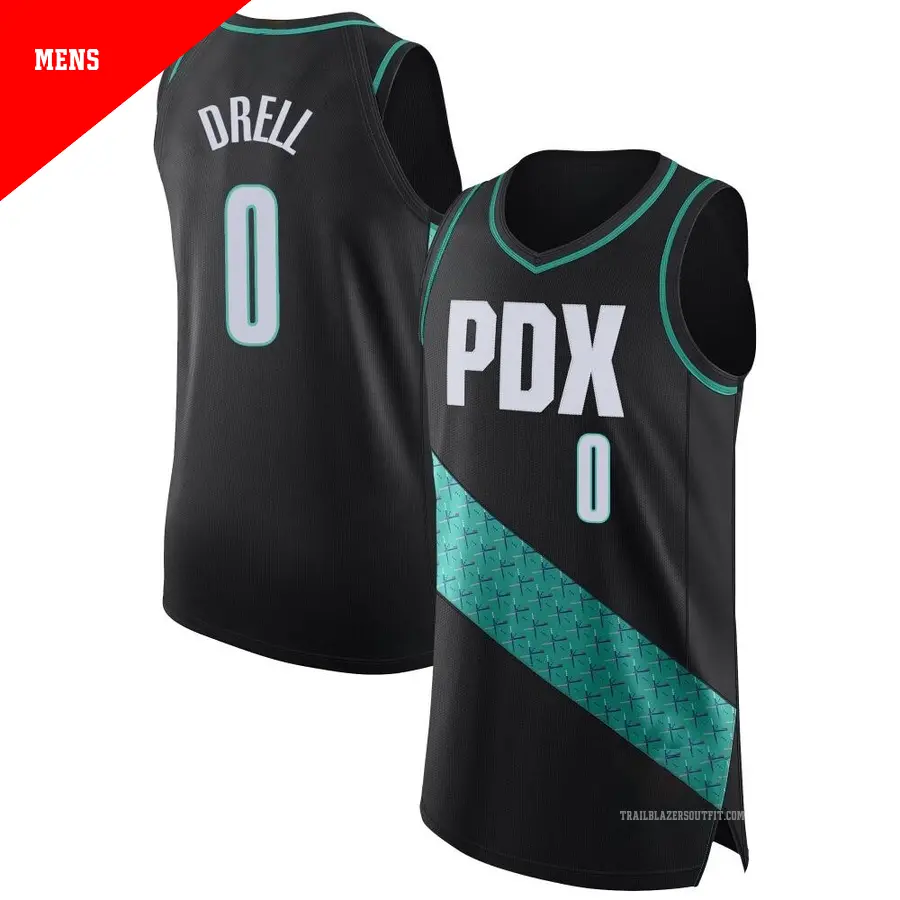 ＃0 Men's Henri Drell Portland Trail Blazers 2022/23 Authentic Black City Edition Jersey