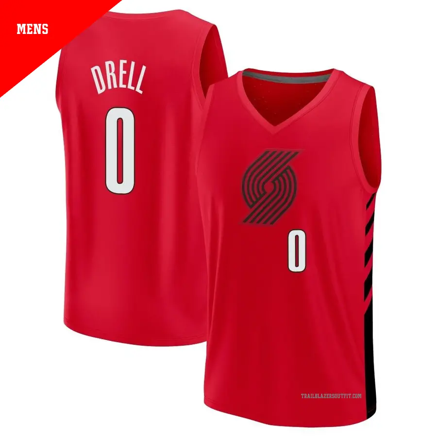 ＃0 Men's Henri Drell Portland Trail Blazers 2022/23 Fast Break Black Statement Edition Jersey