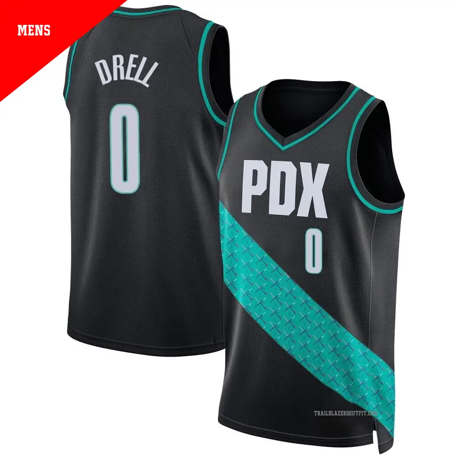 ＃0 Men's Henri Drell Portland Trail Blazers 2022/23 Swingman Black City Edition Jersey