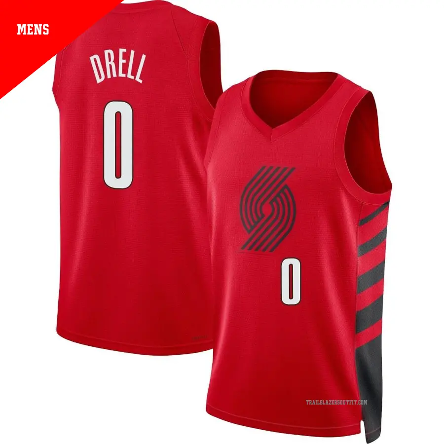 ＃0 Men's Henri Drell Portland Trail Blazers 2022/23 Swingman Red Statement Edition Jersey