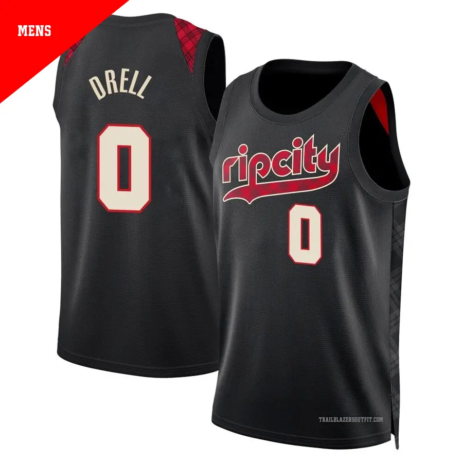 ＃0 Men's Henri Drell Portland Trail Blazers 2023/24 Swingman Black City Edition Jersey