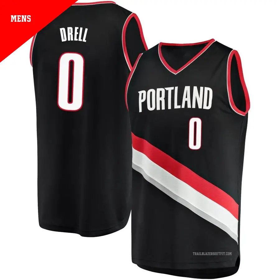 ＃0 Men's Henri Drell Portland Trail Blazers Black Fast Break JerseyIcon Edition