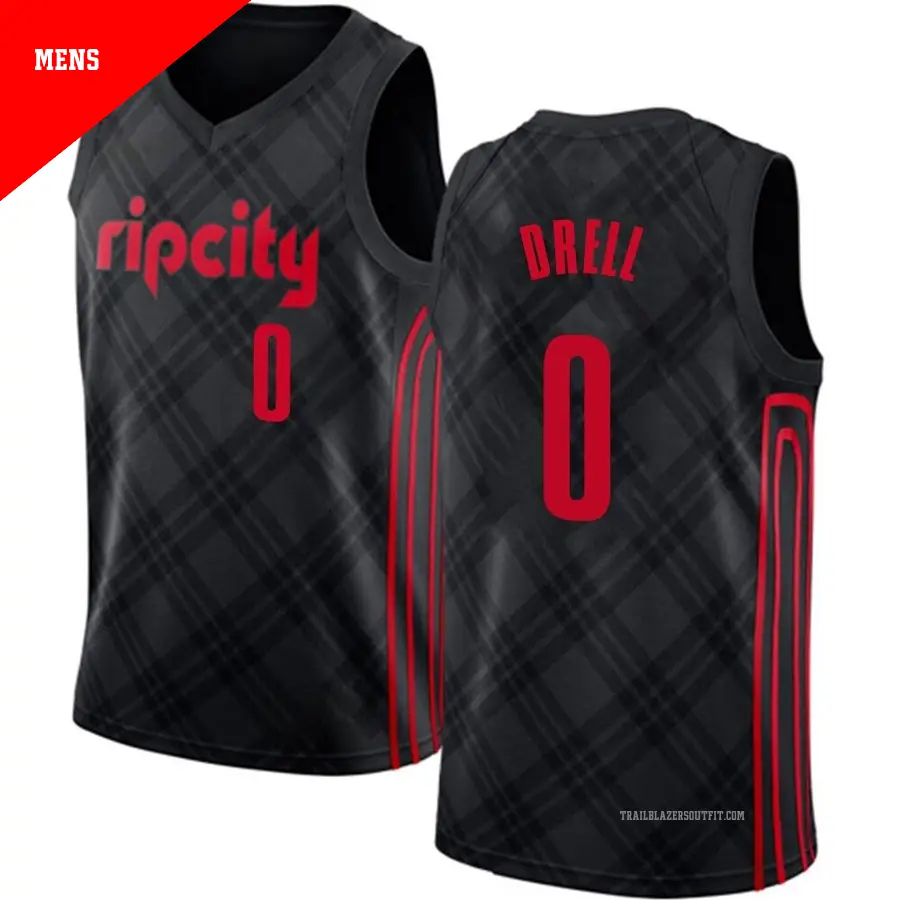 ＃0 Men's Henri Drell Portland Trail Blazers Black Swingman JerseyCity Edition