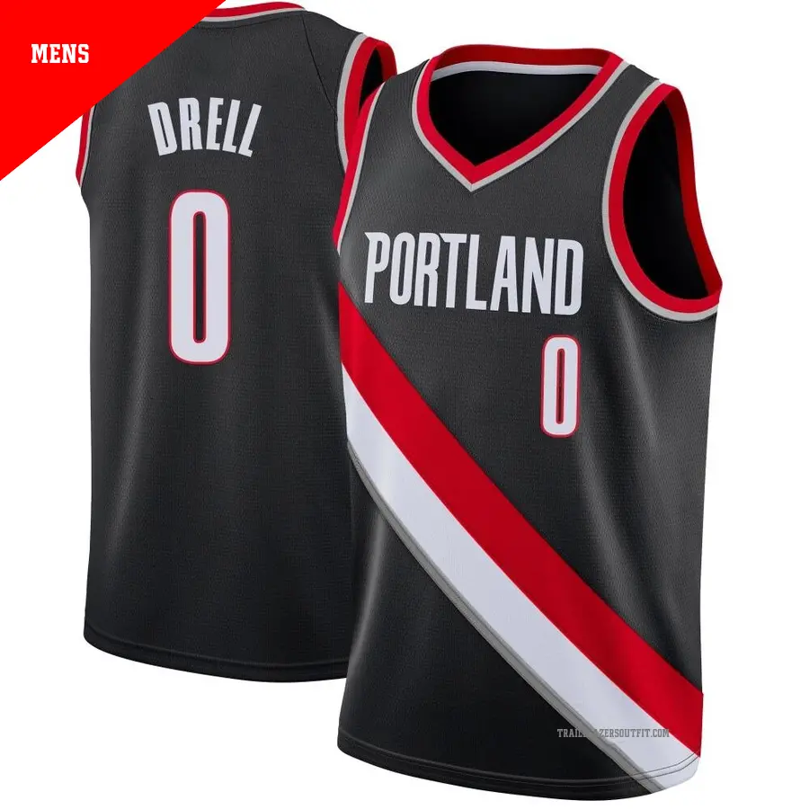 ＃0 Men's Henri Drell Portland Trail Blazers Black Swingman JerseyIcon Edition