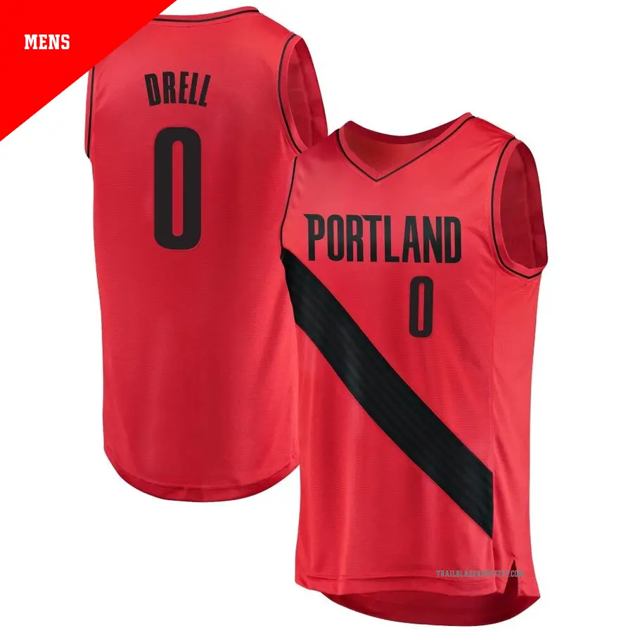 ＃0 Men's Henri Drell Portland Trail Blazers Red Fast Break JerseyStatement Edition