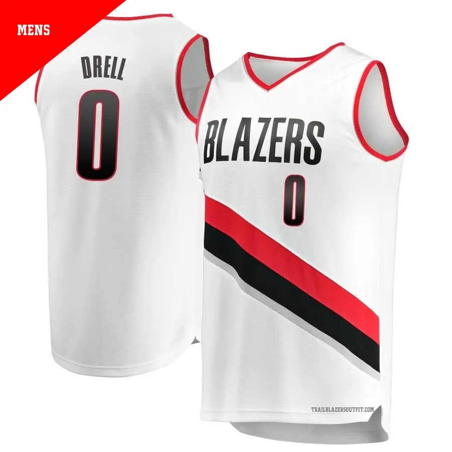 ＃0 Men's Henri Drell Portland Trail Blazers White Fast Break JerseyAssociation Edition