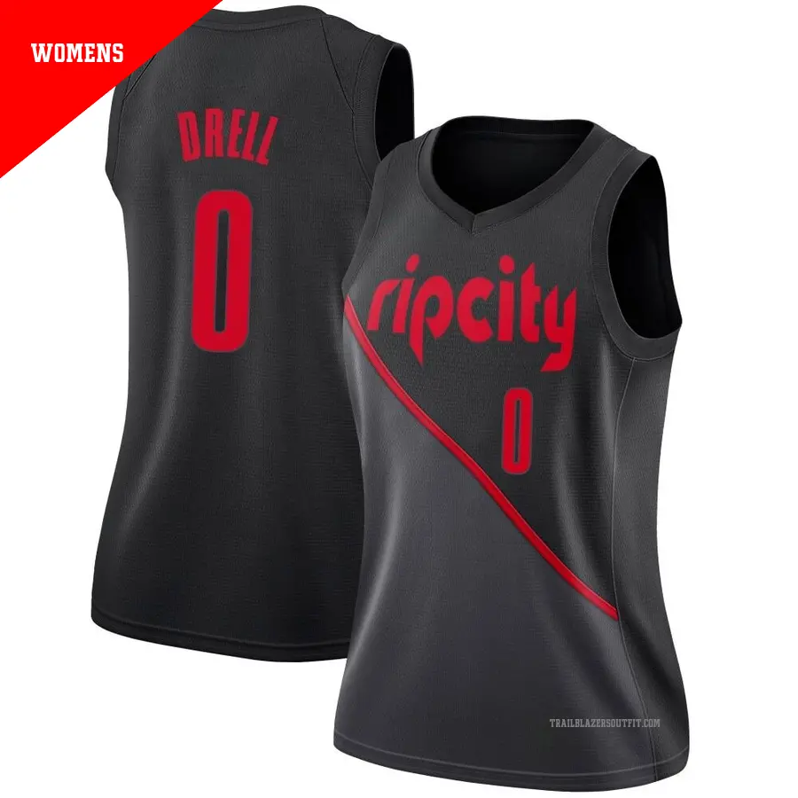 ＃0 Women's Henri Drell Portland Trail Blazers 2018/19 Swingman Black JerseyCity Edition