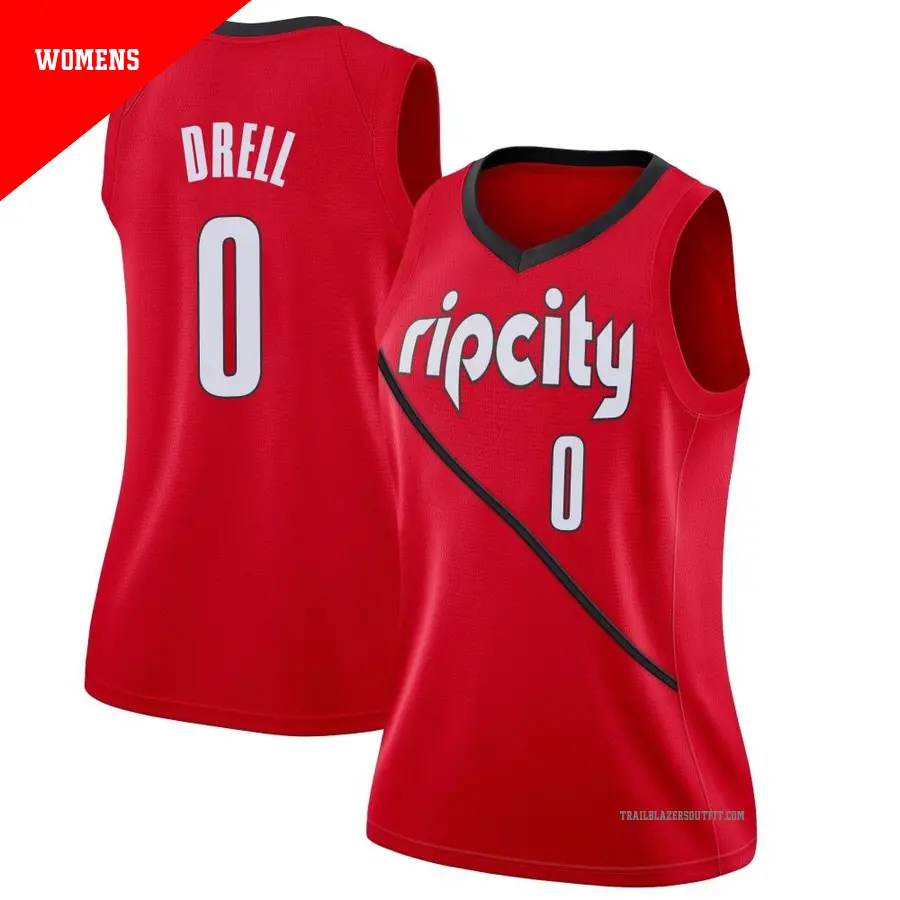 ＃0 Women's Henri Drell Portland Trail Blazers 2018/19 Swingman Red JerseyEarned Edition