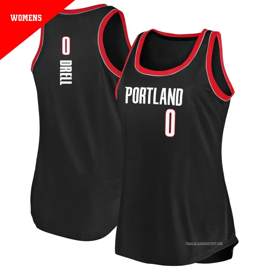 ＃0 Women's Henri Drell Portland Trail Blazers 2020/21 Fast Break Black Tank JerseyIcon Edition