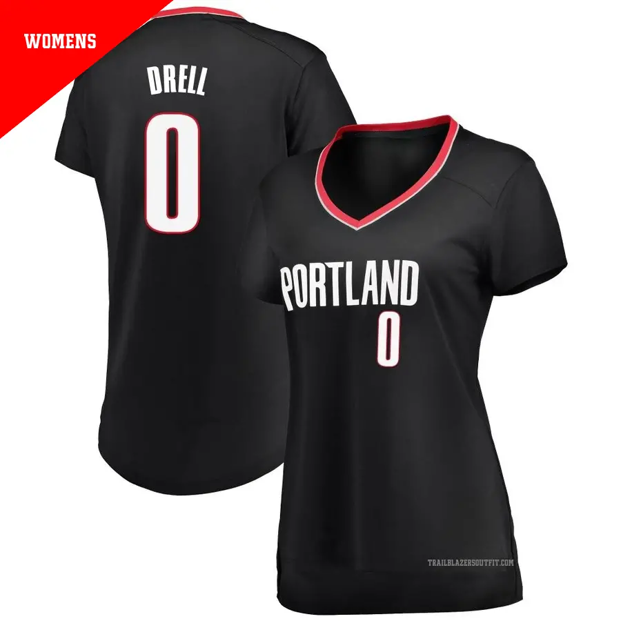 ＃0 Women's Henri Drell Portland Trail Blazers Black Fast Break JerseyIcon Edition