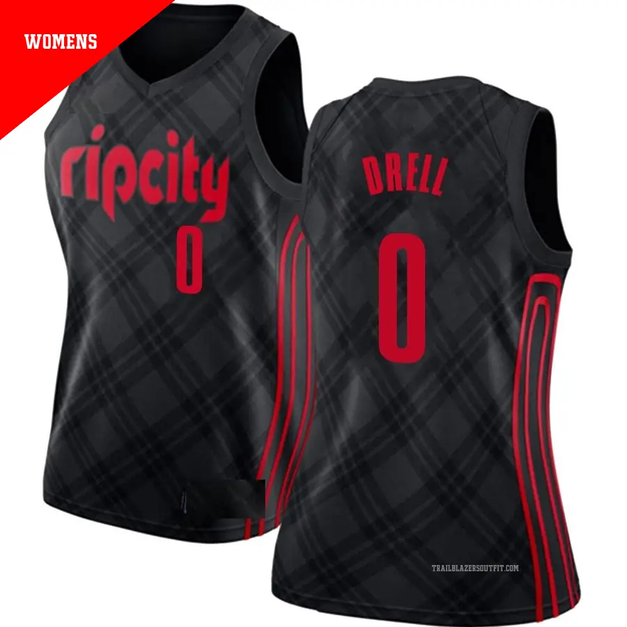 ＃0 Women's Henri Drell Portland Trail Blazers Black Swingman JerseyCity Edition