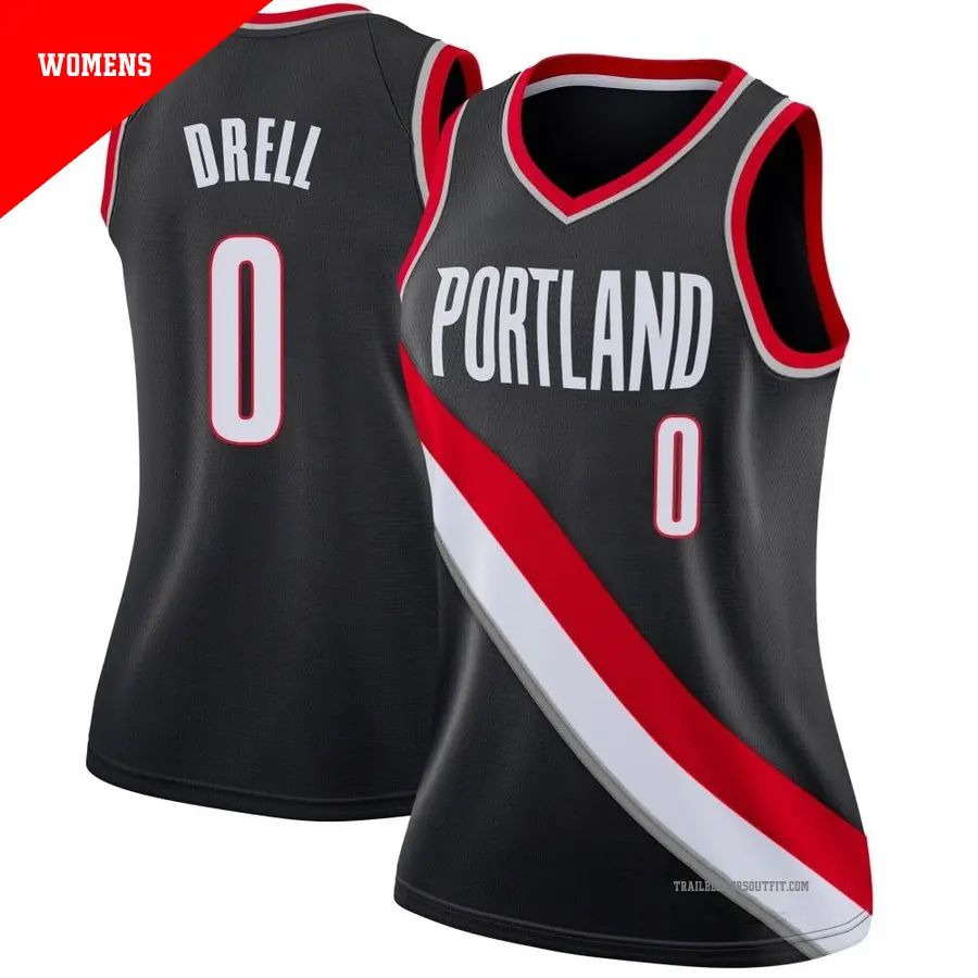 ＃0 Women's Henri Drell Portland Trail Blazers Black Swingman JerseyIcon Edition