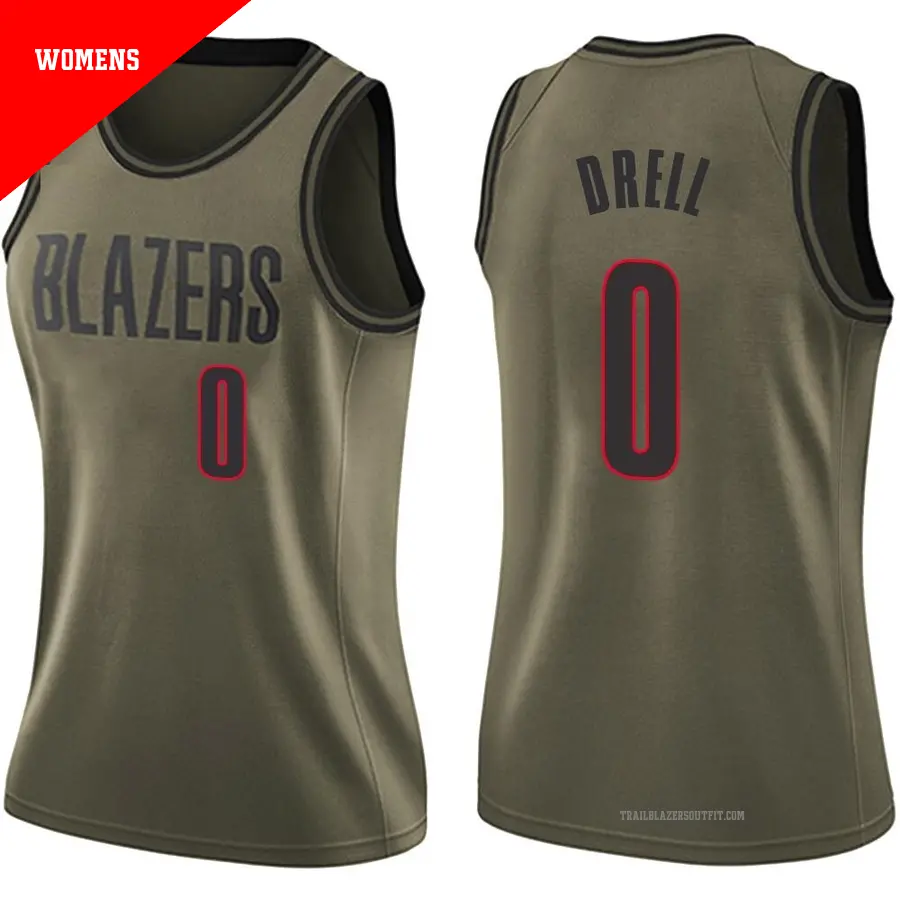 ＃0 Women's Henri Drell Portland Trail Blazers Green Swingman Salute to Service Jersey