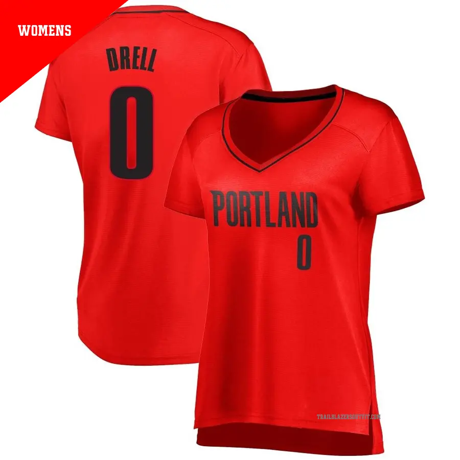 ＃0 Women's Henri Drell Portland Trail Blazers Red Fast Break JerseyStatement Edition