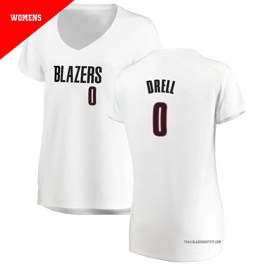 ＃0 Women's Henri Drell Portland Trail Blazers White Fast Break JerseyAssociation Edition