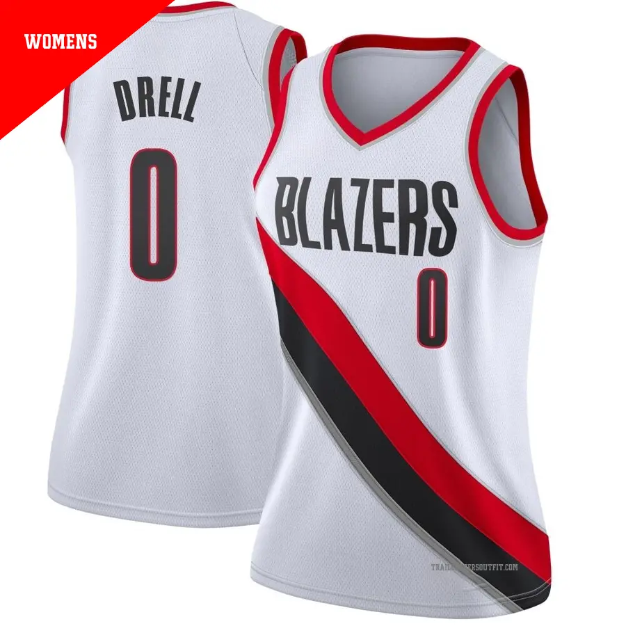 ＃0 Women's Henri Drell Portland Trail Blazers White Swingman JerseyAssociation Edition