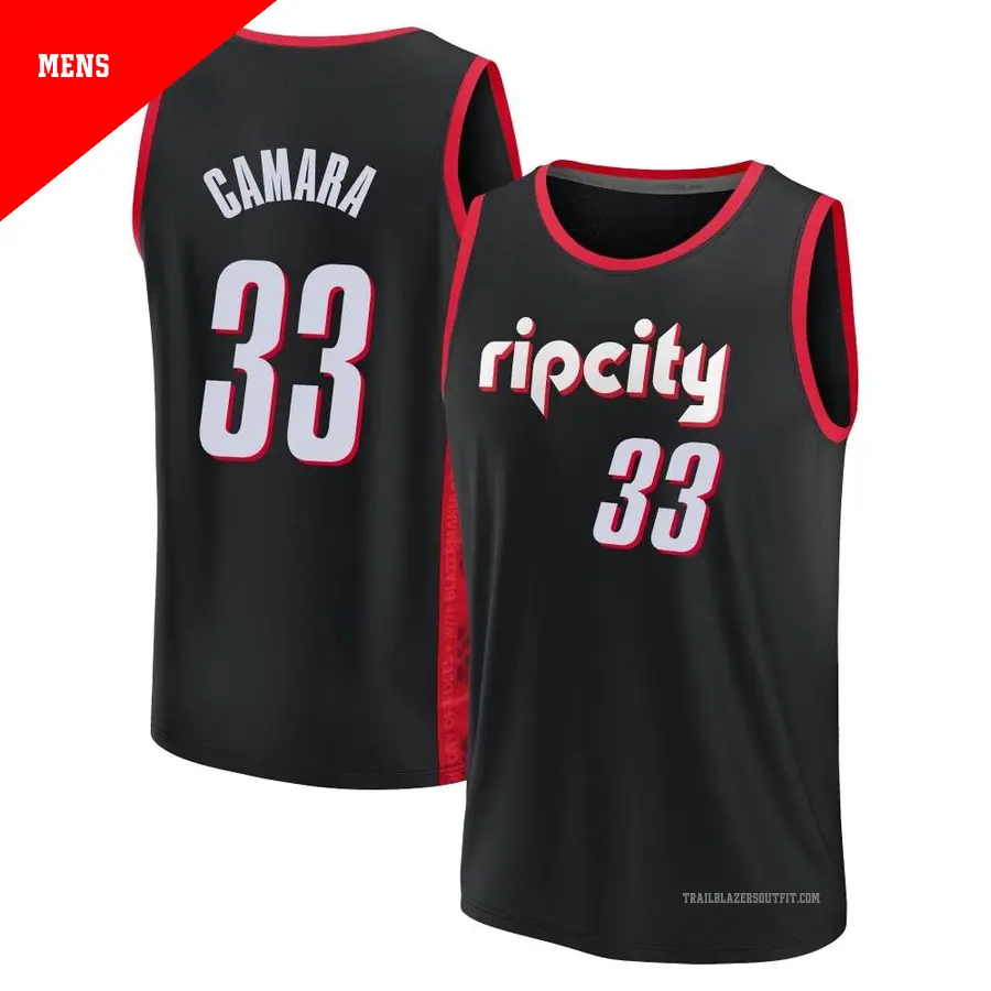 ＃33 Men's Toumani Camara Portland Trail Blazers 2021/22 Fast Break Black Replica City Edition Jersey