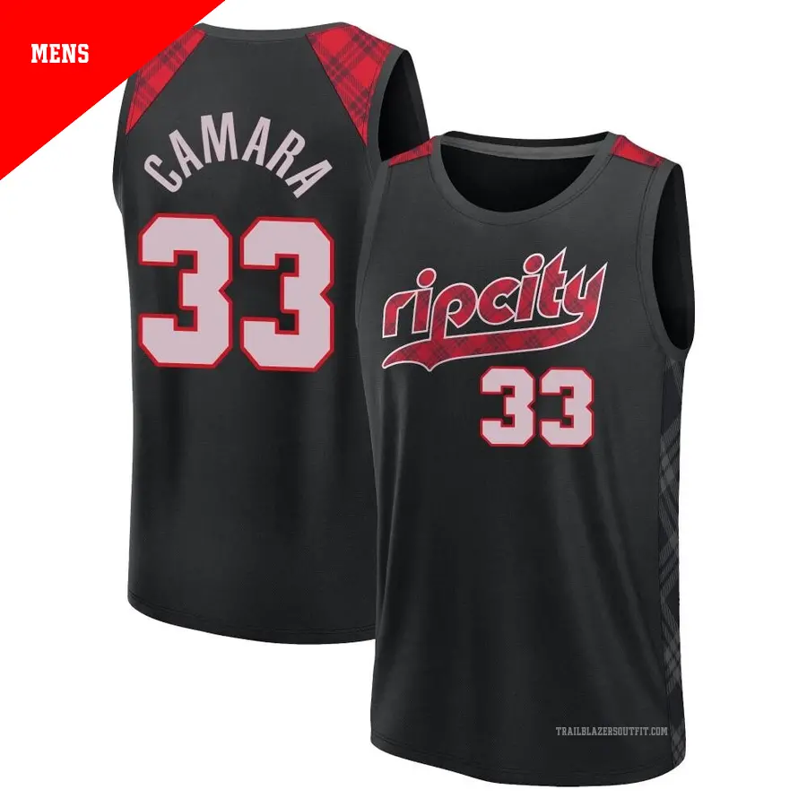 ＃33 Men's Toumani Camara Portland Trail Blazers 2023/24 Fast Break Black City Edition Jersey