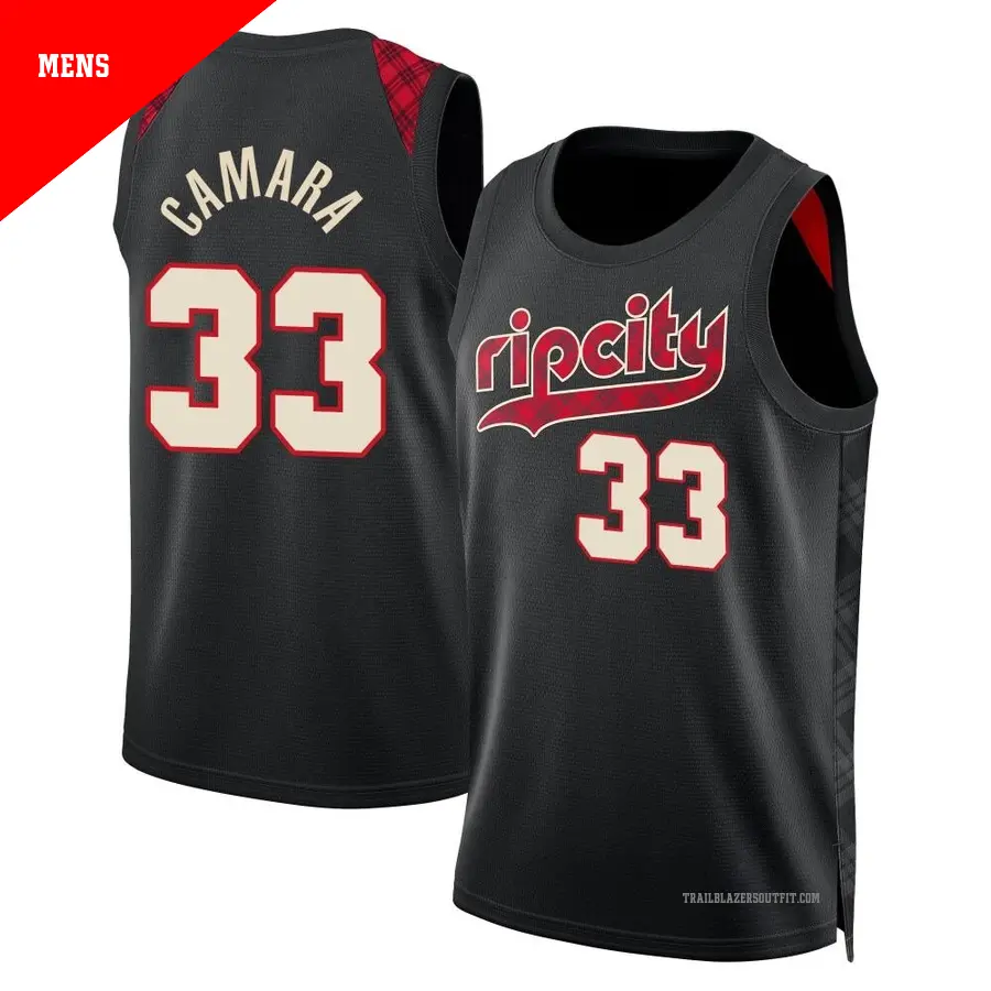 ＃33 Men's Toumani Camara Portland Trail Blazers 2023/24 Swingman Black City Edition Jersey