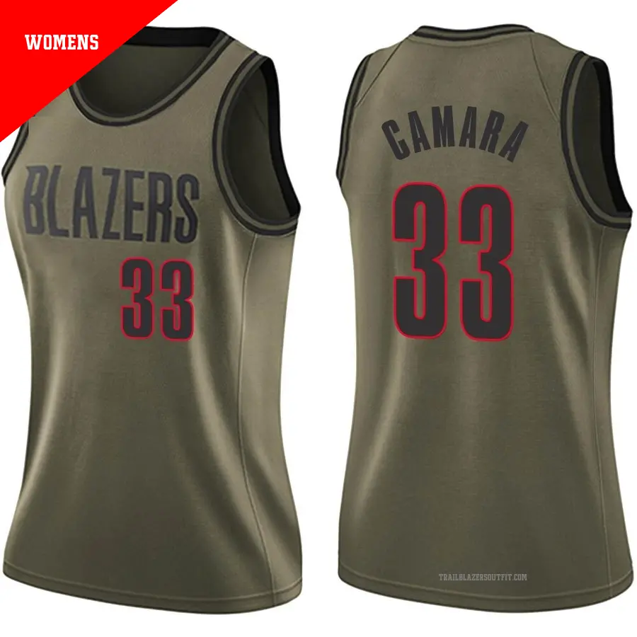 ＃33 Women's Toumani Camara Portland Trail Blazers Green Swingman Salute to Service Jersey