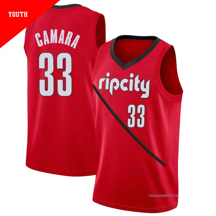 ＃33 Youth Toumani Camara Portland Trail Blazers 2018/19 Swingman Red JerseyEarned Edition