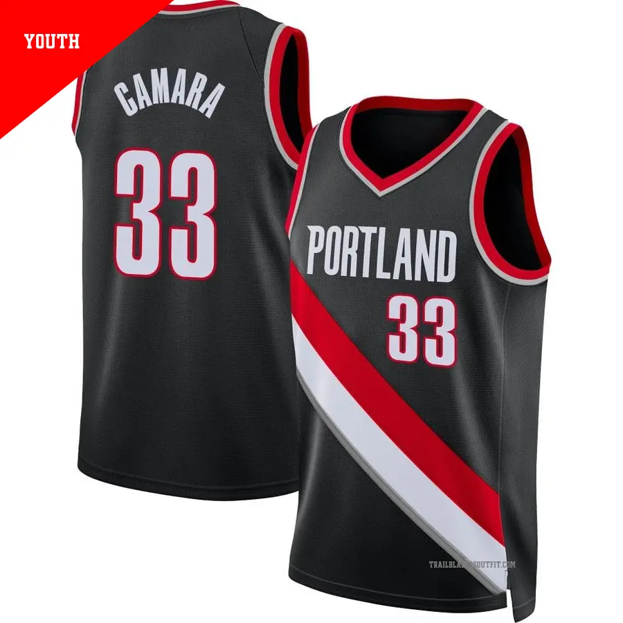 ＃33 Youth Toumani Camara Portland Trail Blazers 2021/22 Swingman Black Diamond Icon Edition Jersey