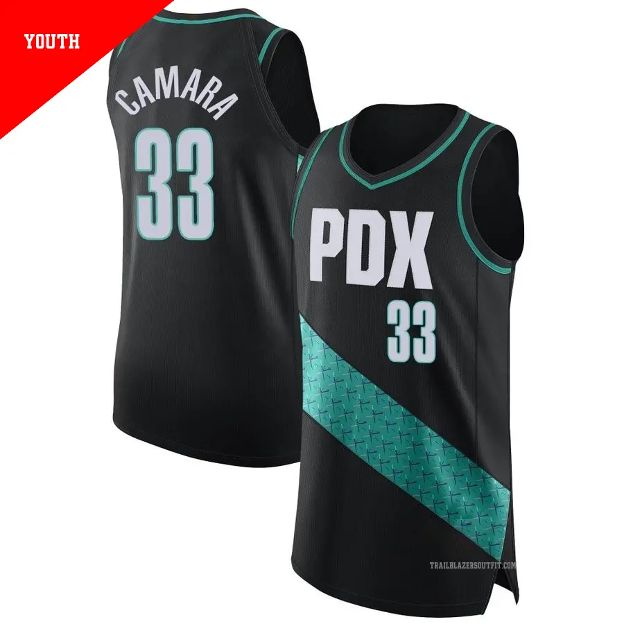 ＃33 Youth Toumani Camara Portland Trail Blazers 2022/23 Authentic Black City Edition Jersey