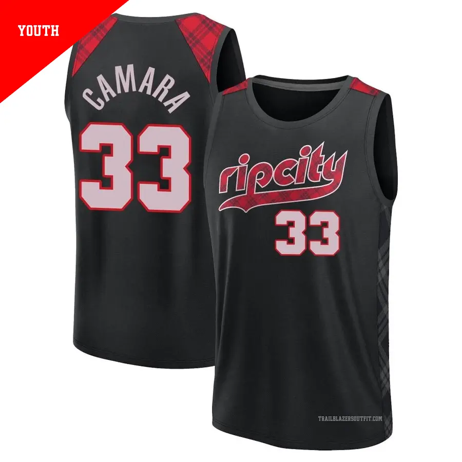 ＃33 Youth Toumani Camara Portland Trail Blazers 2023/24 Fast Break Black City Edition Jersey