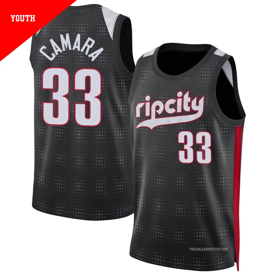 ＃33 Youth Toumani Camara Portland Trail Blazers 2024/25 Swingman Black City Edition Jersey