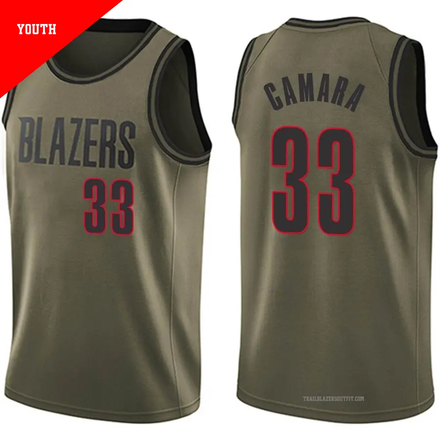 ＃33 Youth Toumani Camara Portland Trail Blazers Green Swingman Salute to Service Jersey